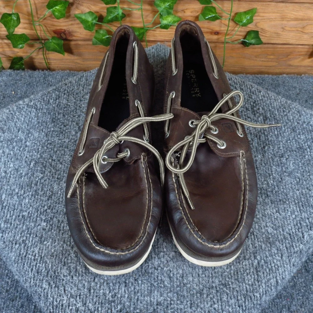 Sperry Authentic Original Mens Boat Shoes Size 11.5 Nautical Dark Brown Leather